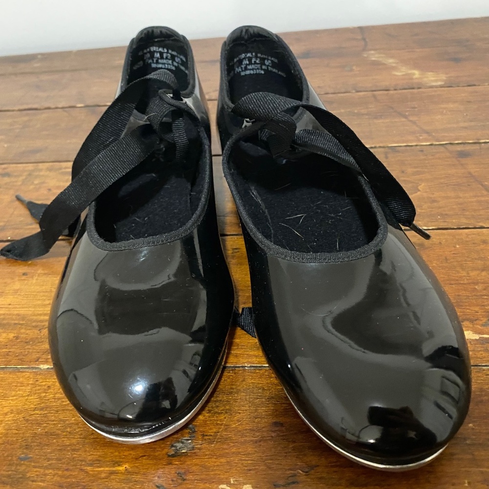 Capezio women's black patent leather tap shoes, size 10